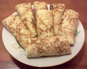 Тонкие блины на молоке с капустой 