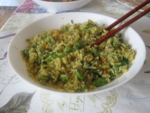 Рис с брокколи и яйцом 