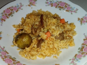 Рис с уткой и овощами по-пекински 