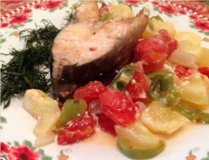 Рыба запеченная в йогурте с овощами без майонеза 