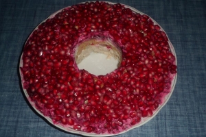 Салат "Гранатовый браслет" с курицей без орехов 