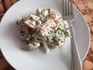 Салат с крабовыми палочками и творогом без майонеза 