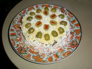 Салат с курицей и грибами слоями 