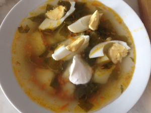 Щавелевый суп с яйцом без мяса 