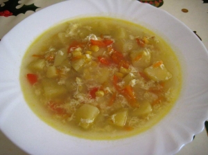 Суп с кукурузой и яйцом 