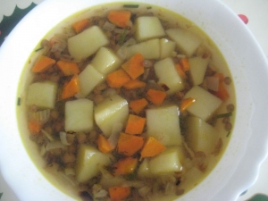 Суп с зеленой чечевицей 