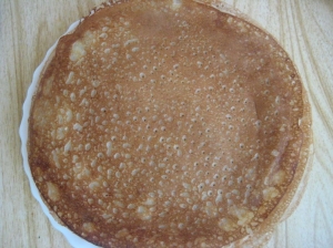 Тонкие блины на кефире с кипятком 