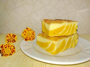 Творожная запеканка с тыквой "Зебра" 