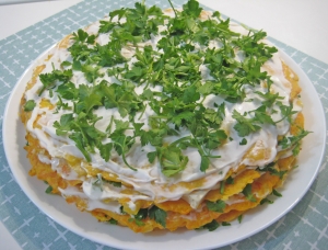 Закусочный тыквенный торт с майонезом 