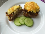 Мясные стожки с грибами и картошкой