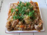 Овощное рагу с фаршем и кабачком 