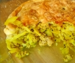 Пирог с фаршем и капустой из слоеного теста 