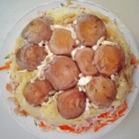 Салат "Грибная поляна" с жареными грибами и копченой курицей