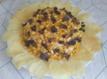 Салат "Подсолнух" с кукурузой, грибами и чипсами 