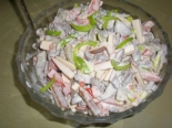 Салат из куриных сердечек с копченым сыром