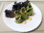 Зеленые блинчики со шпинатом и начинкой из грибов 